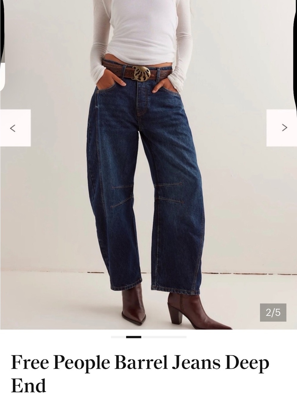 We The Free Womens Dark Indigo Barrel Jeans